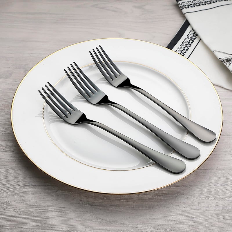Devico Forks Set, Good Stainless Steel 10-piece Black Silverware Cutlery Reusable Dinner Forks - Image 3